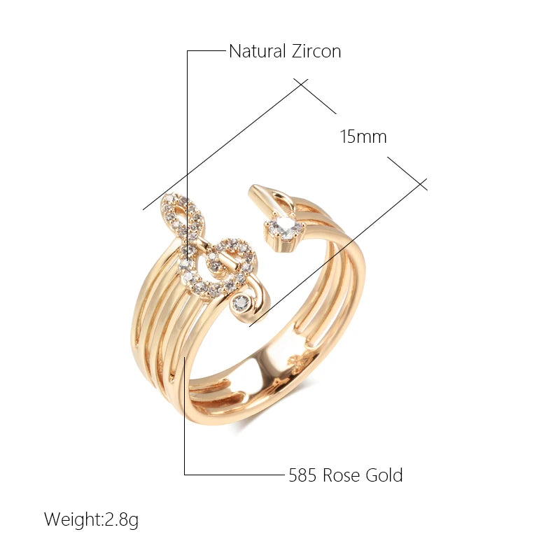 Glamorous Music Shape fashion Ring - Modern Design Made With White Natural Zircon Glamorous Music Shape fashion Ring - Modern Design Made With White Natural Zircon